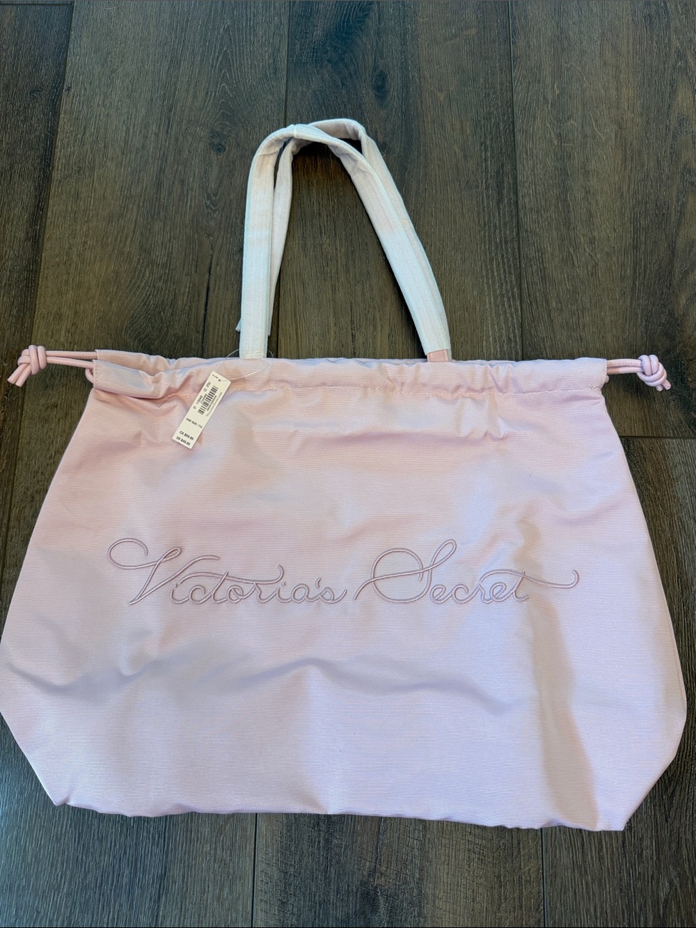 Newest release from Victoria's Secret Light Pink Canvas Drawstring Tote